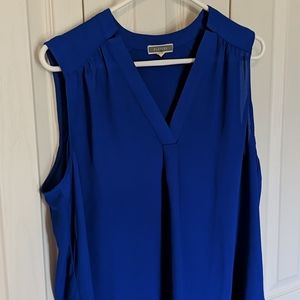 Pleione Cobalt Blue Sleeveless High-Low Blouse